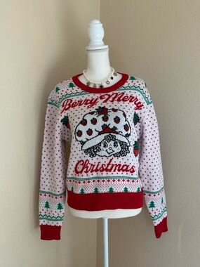 Strawberry Shortcake Berry Merry Christmas Ugly Holiday Knit Sweater M Cottage